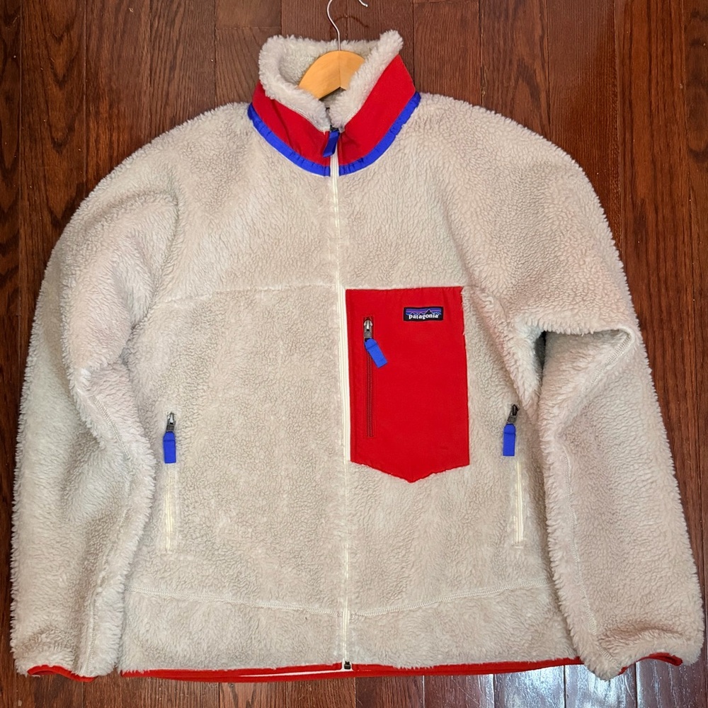 Patagonia Men’s Classic Retro-X Jacket Red & Blue Large Great Condition